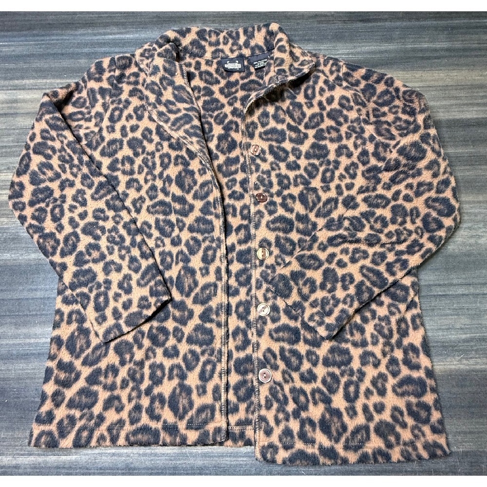 Guide Gear Fleece‎ Jacket Leopard Print Button Up Cozy Warm Medium